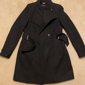 Calvin Klein asymmetrical belted wrap coat